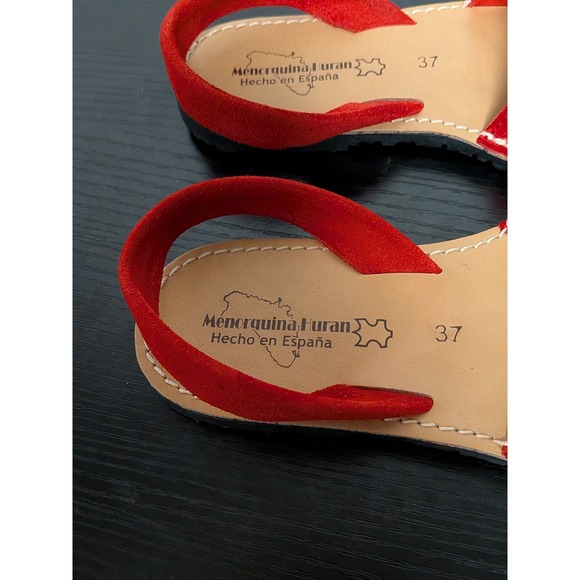 Menorquina Furan Red Suede Avarca Sandals Spain Slingback Peep Toe Flats US 6.5 - Picture 6 of 9